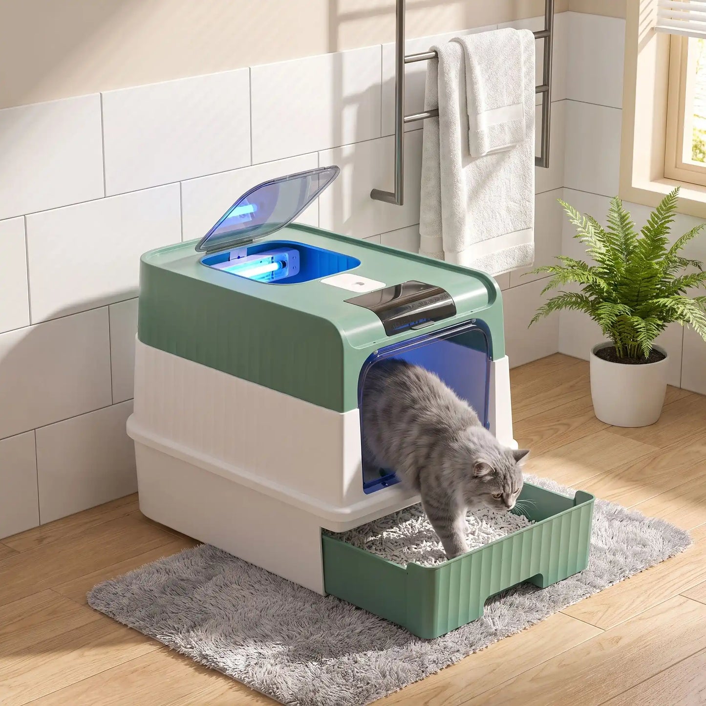 Maison de toilette pour chat | Lampe UV stérilisante