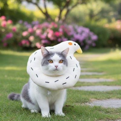Collerette Chat canard chat s'amuse dans l'herbe 