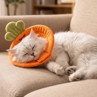 Collerette Chat carotte chat relax allongé 