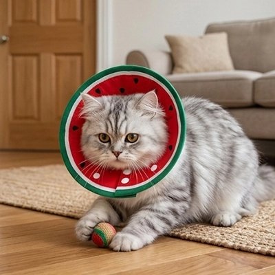 Collerette Chat pastèque chat qui joue 