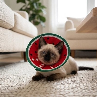 Collerette Chat pastèque chaton heureux 