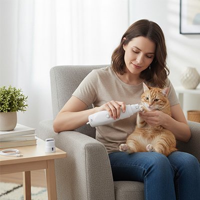 Coupe griffe Chat blanc chat se fait couper les griffes 