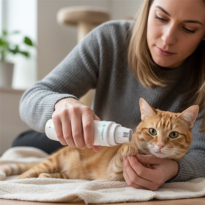 Coupe griffe Chat blanc chat se fait couper les griffes 