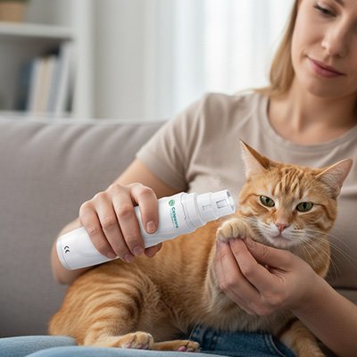 Coupe griffe Chat blanc chat se fait couper les griffes 