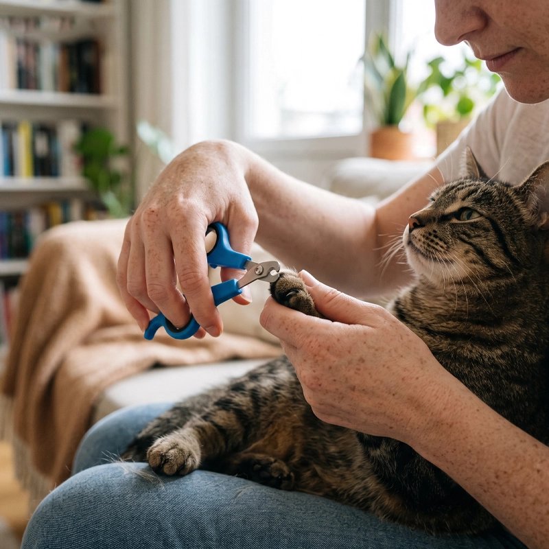 Coupe griffe Chat bleu chat se fait couper les griffes 