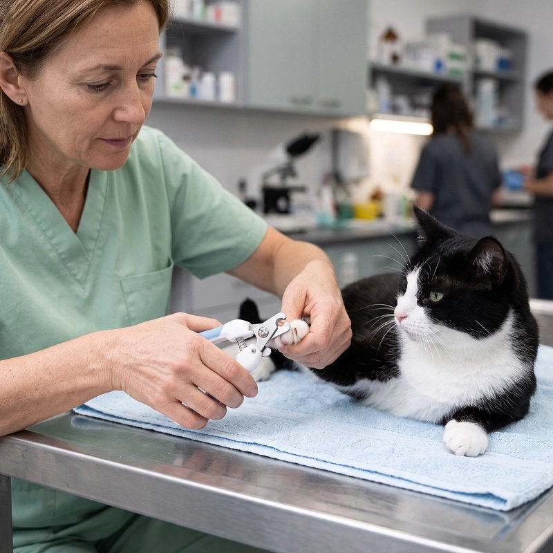 Coupe griffe Chat chat se fait couper les griffes par un vétérinaire 