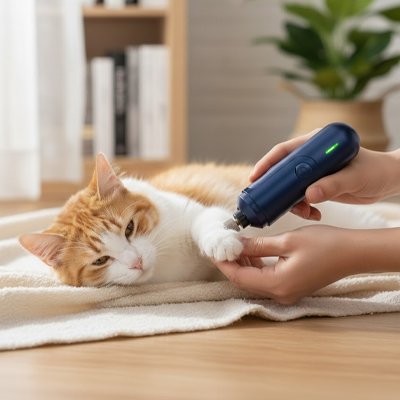 Coupe griffe Chat électrique bleu chat se fait couper les griffes 