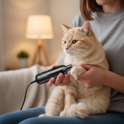 Coupe griffe Chat électrique noir chat se fait couper les griffes 