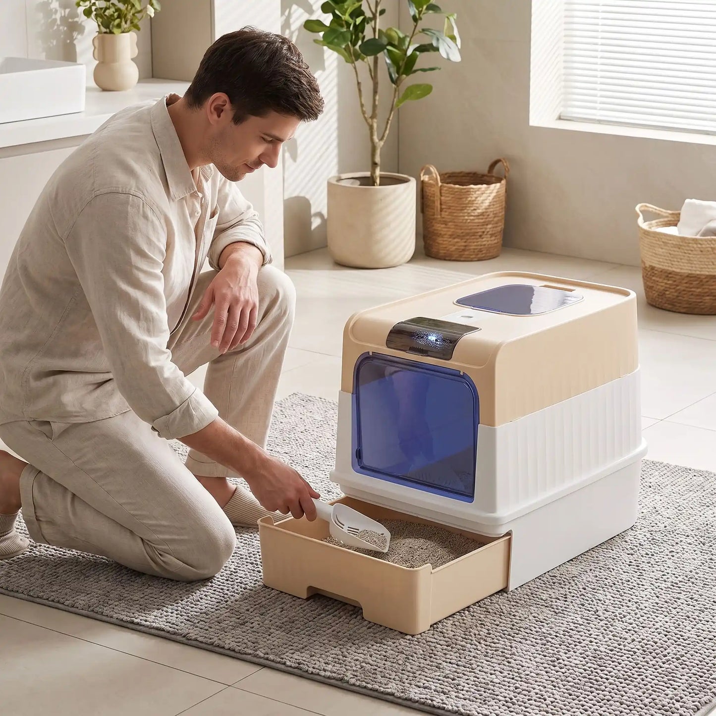 Maison de toilette pour chat | Lampe UV stérilisante