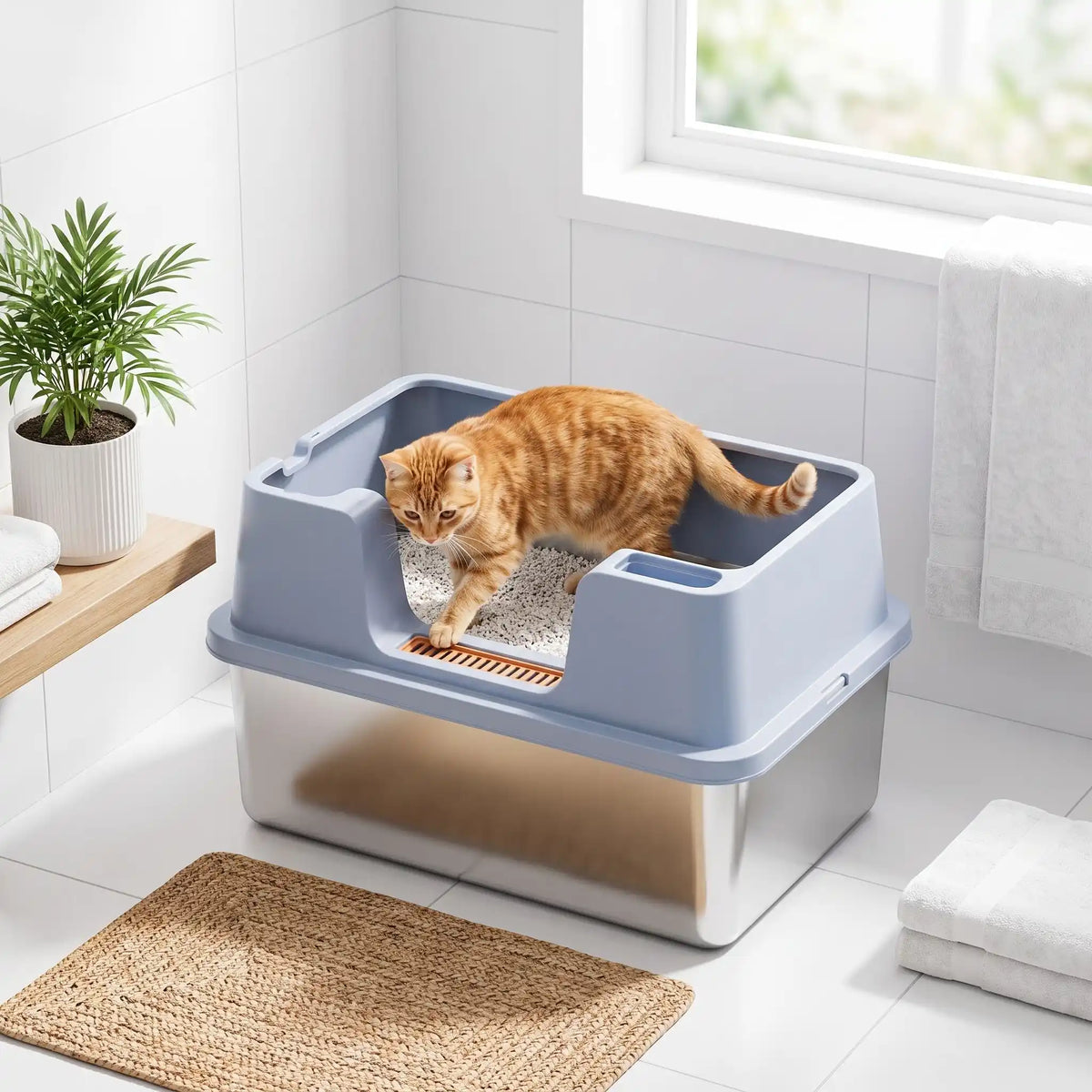 Bac à litière chat | Acier inoxydable