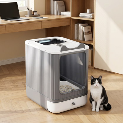 maison de toilette pour chat dans un bureau tiroir amovible pour la litière