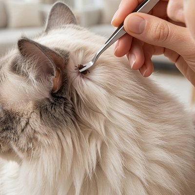 Pince à tique enlève tique sur le chat 