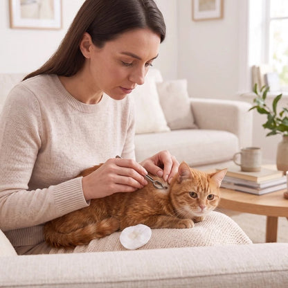 Pince à tique maître retire les tiques sur chat roux