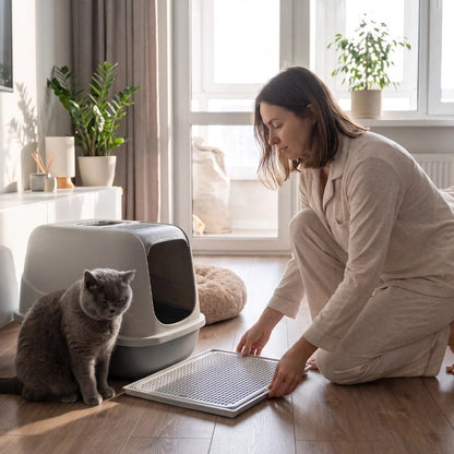 Tapis litière Chat gris et grande taille 