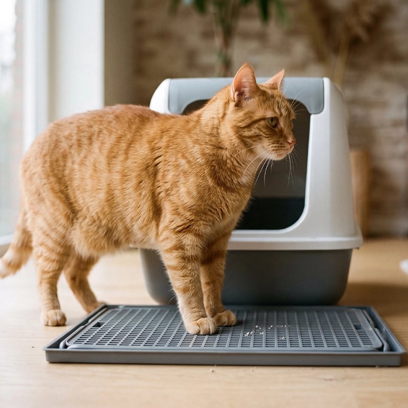 Tapis litière Chat utilisé par le chat 