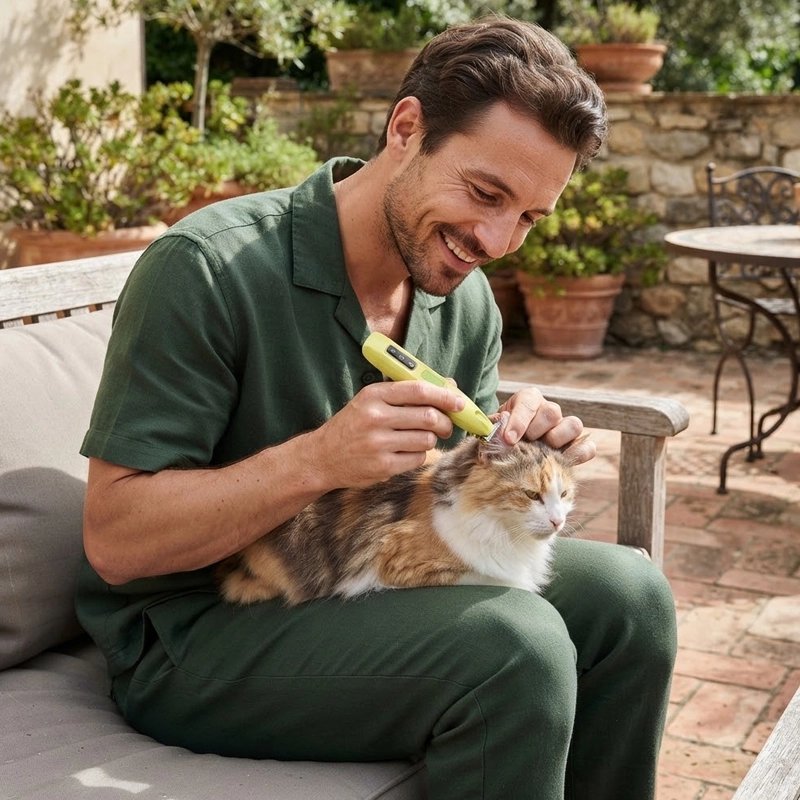 Tondeuse pour Chat maître tonds les oreilles d'un chat à poils longs 